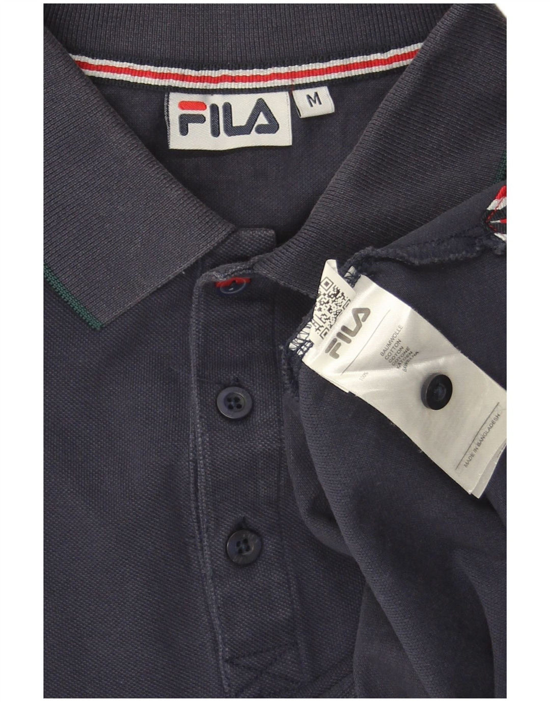 FILA Polo de manga larga para hombre de algodón azul marino medio