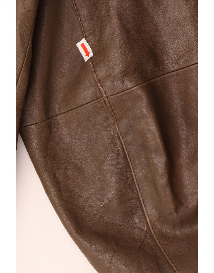 VINTAGE Chaqueta de cuero para hombre IT 54 2XL Marrón