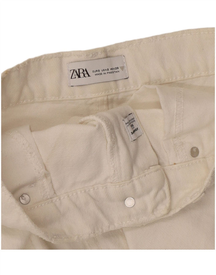 Falda Vaquera Zara Mujer Small W28 Algodón Blanco