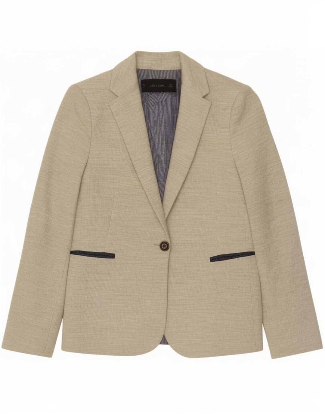 Zara Mujer Chaqueta Blazer De 1 Botón UK 10 Small Beige
