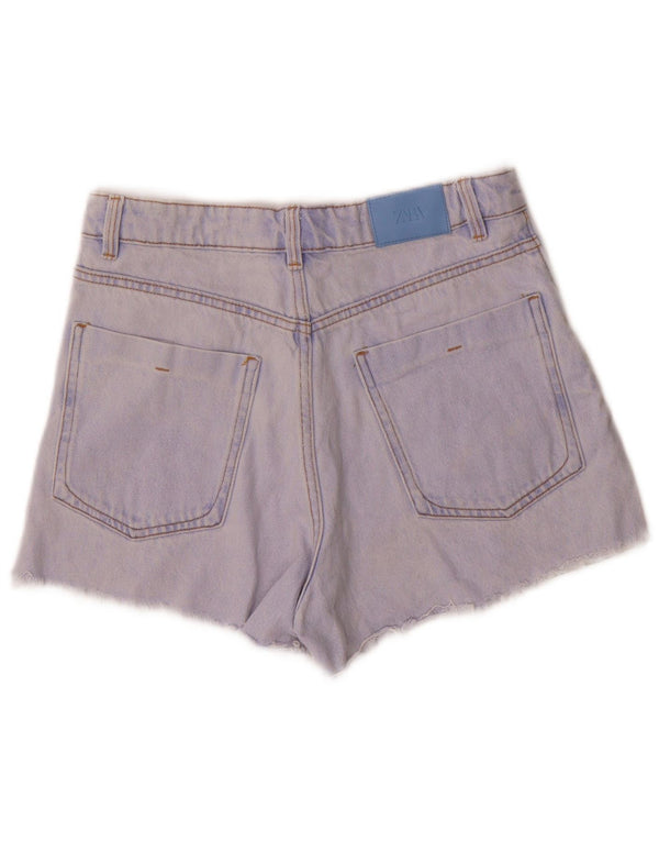 Zara Pantalones cortos vaqueros de cintura alta para mujer EU 36 XS W26 Algodón azul