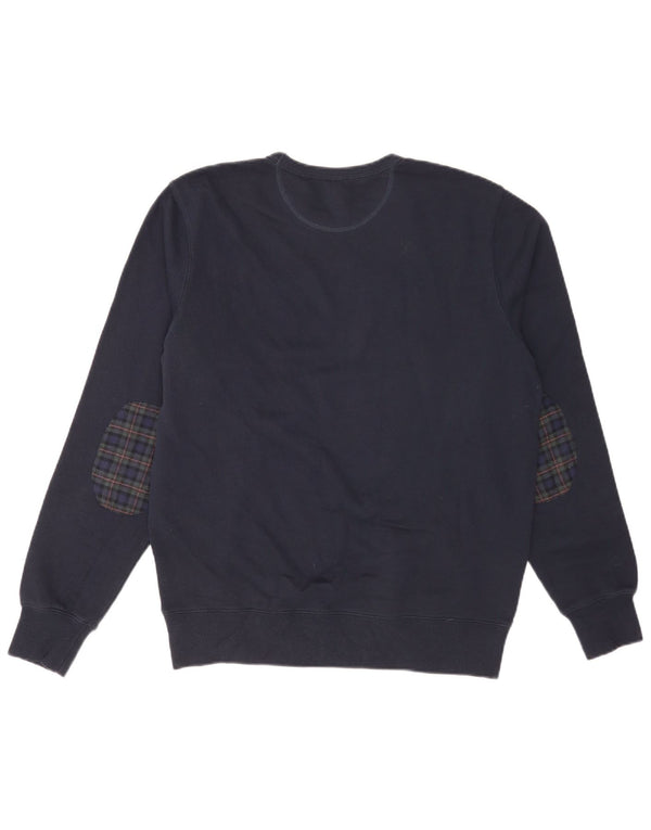 Sun68 Hombre Sudadera Jumper Grande Azul Marino Cuadros Algodón