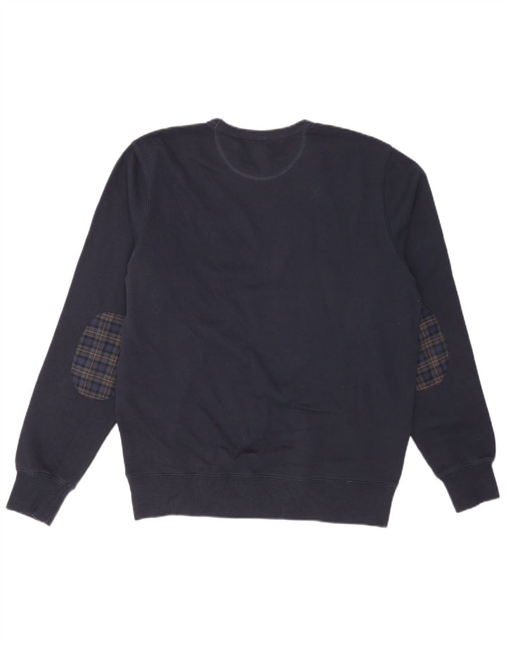 Sun68 Hombre Sudadera Jumper Grande Azul Marino Cuadros Algodón