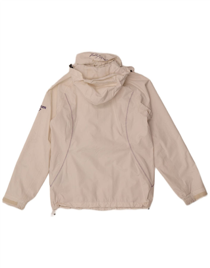 Helly Hansen Chaqueta impermeable con capucha gráfica para mujer UK 10 Small White Polyamide