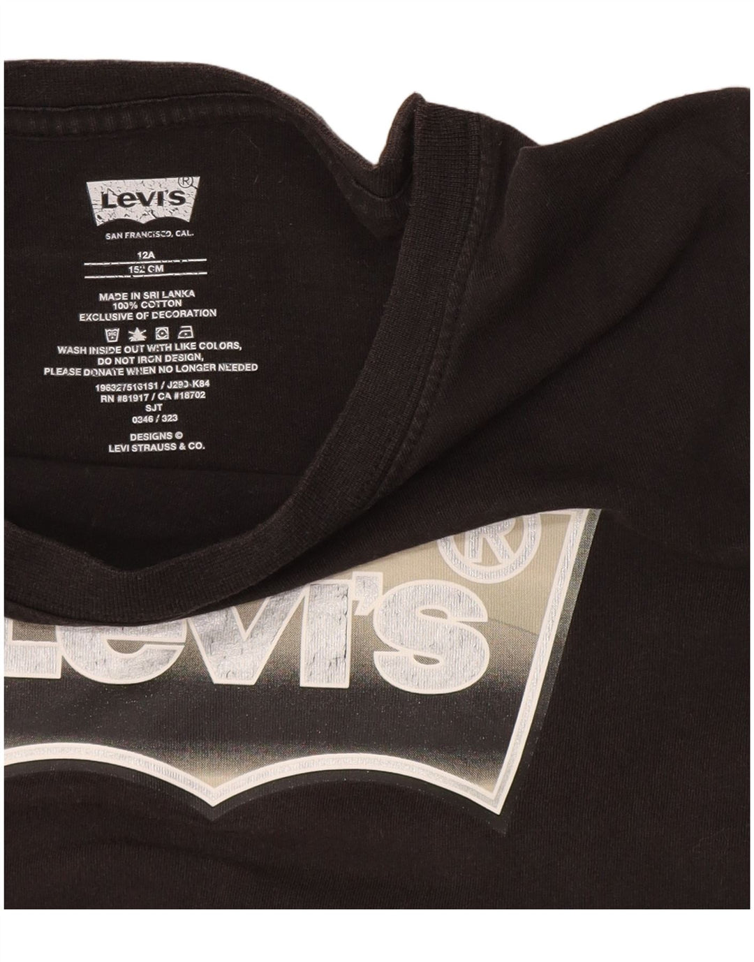 Levi's Camiseta gráfica para niños 11-12 años Negro Algodón