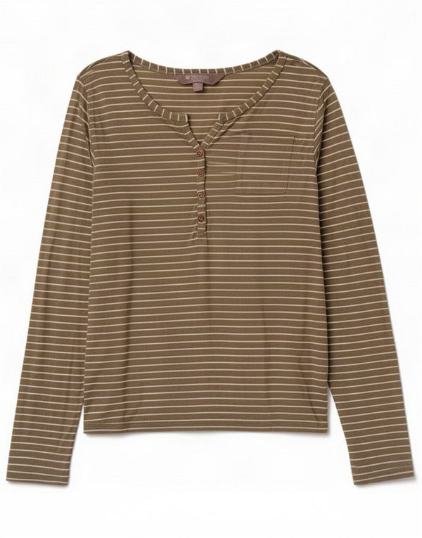 Top de mujer de manga larga Mountain Warehouse UK 44 Large Khaki Pinstripe