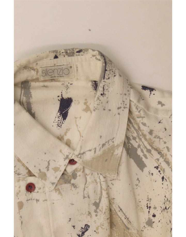Silenzio Hombre Camisa Con Estampado Abstracto Grande Blanco