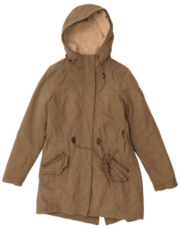 Tommy Hilfiger Chaqueta Parka Extragrande con Capucha para Mujer UK 10 Small Khaki