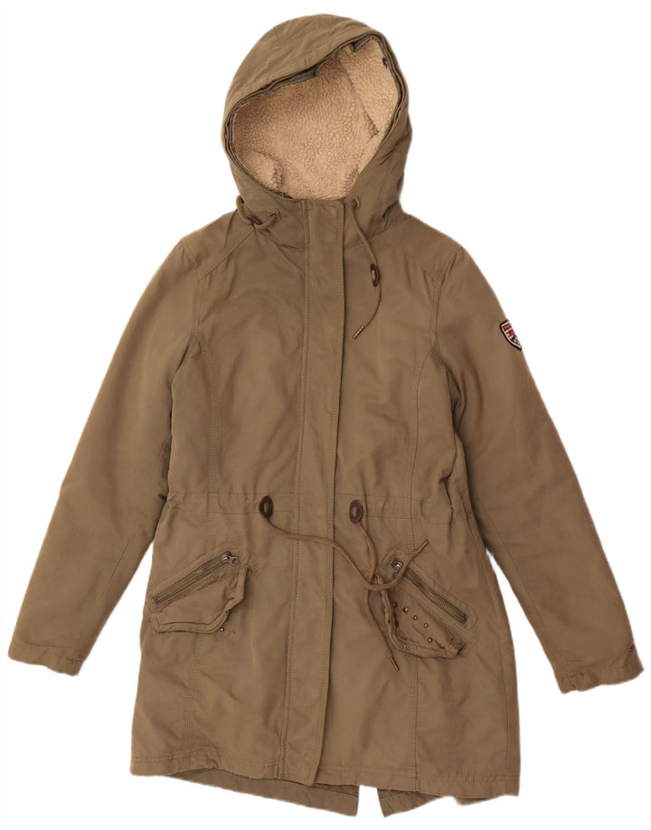 Tommy Hilfiger Chaqueta Parka Extragrande con Capucha para Mujer UK 10 Small Khaki