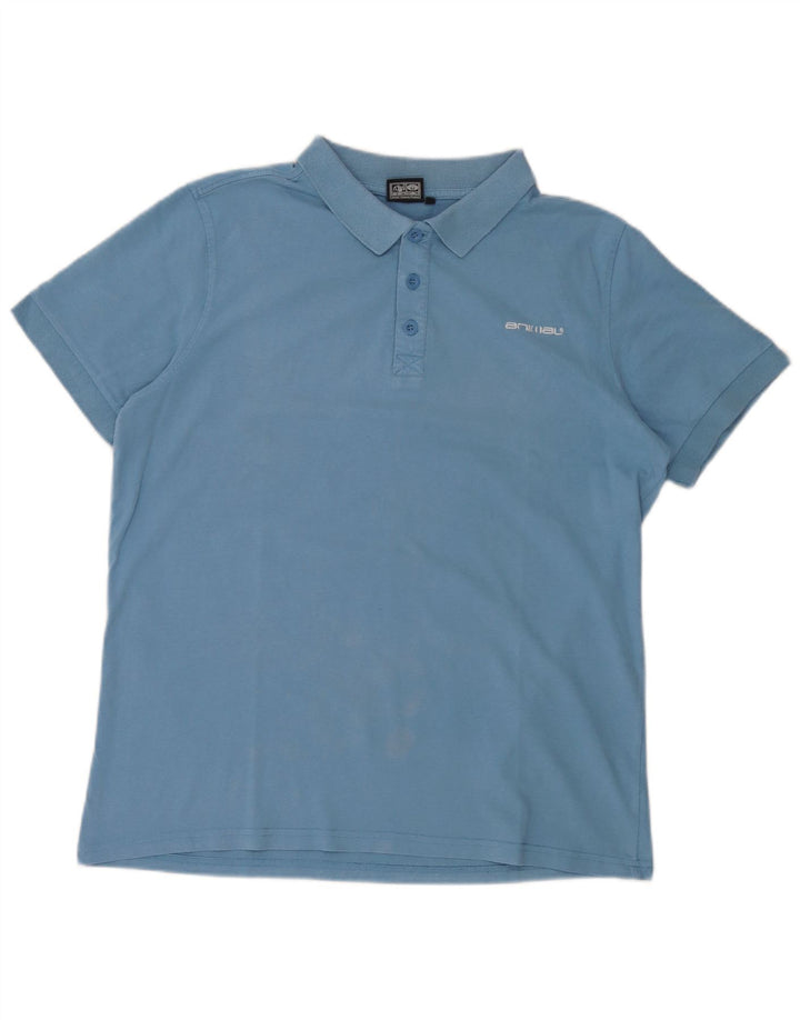 Polo Animal para hombre de algodón azul grande