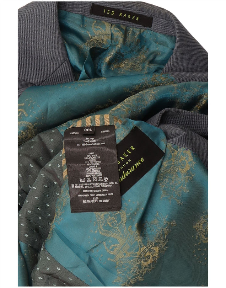 Ted Baker Chaqueta tipo blazer de 2 botones para hombre UK 38 Lana gris medio