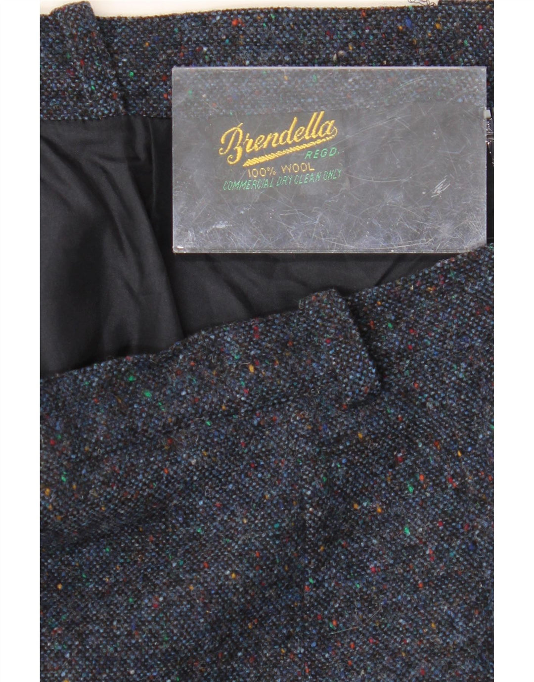 BRENDELLA Womens Pencil Skirt W34 Large  Navy Blue Flecked Wool Vintage Brendella and Second-Hand Brendella from Messina Hembry 