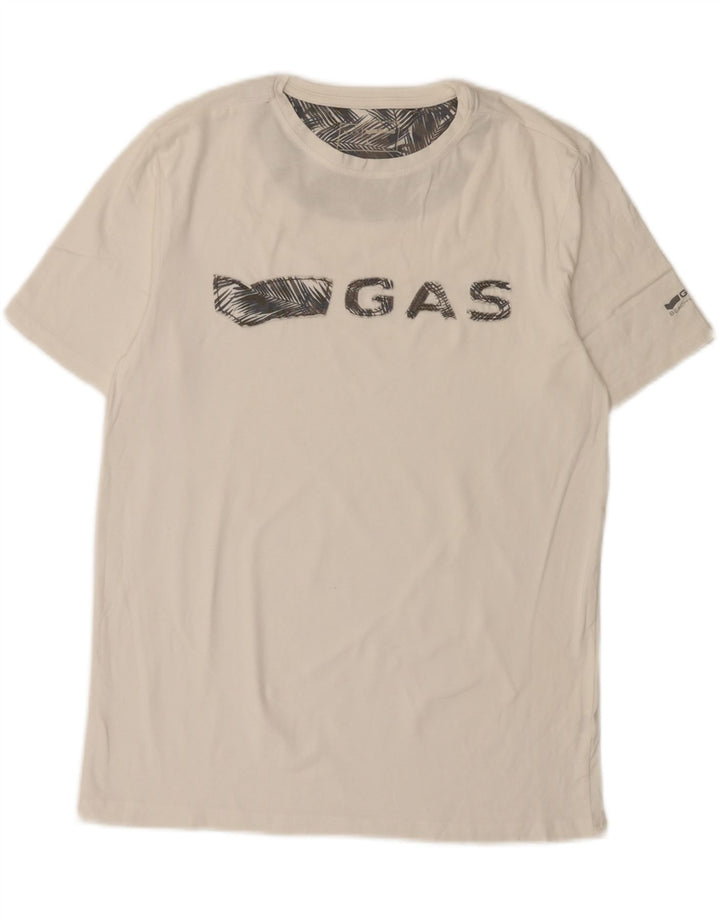 Gas - Camiseta gráfica para hombre, talla grande, algodón blanco