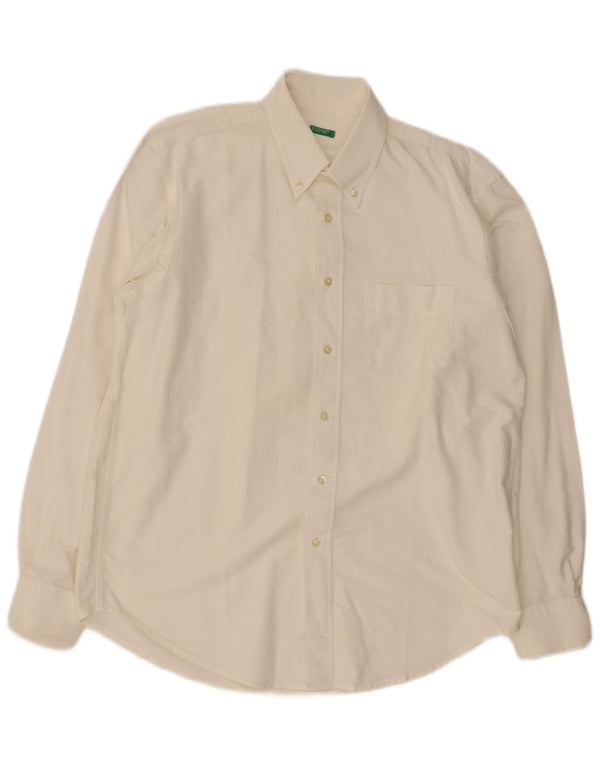 Camisa Benetton Hombre Grande Blanco Algodón
