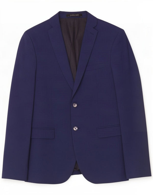 Zara Chaqueta tipo blazer de 2 botones para hombre EU 48 Poliéster azul marino mediano