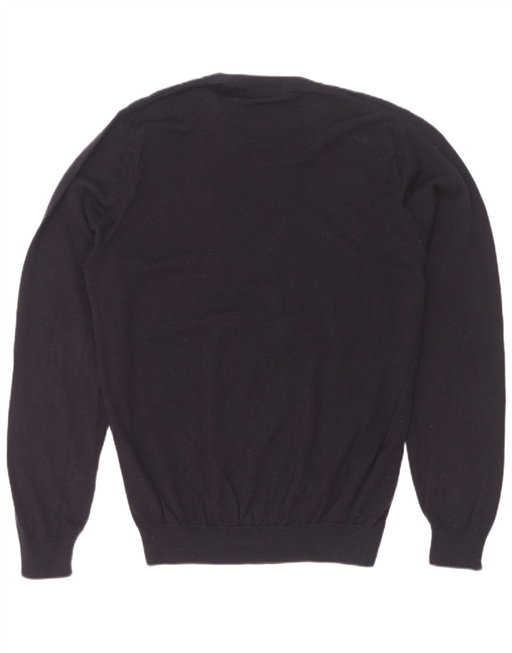 Marks & Spencer Suéter con Cuello en V para Hombre Grande Lana Merino Azul Marino