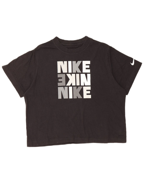 NIKE Camiseta holgada con gráfico corto para niñas 13-14 años XL Negro