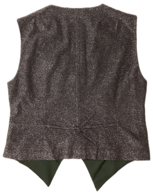 VINTAGE Chaleco de Mujer Reino Unido 12 Gris Medio Flecked