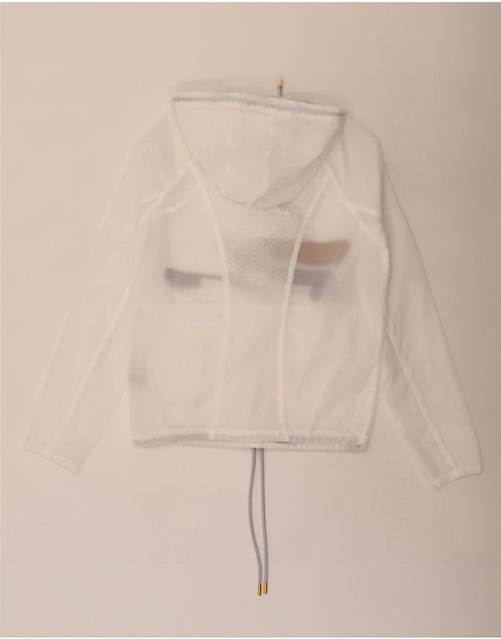Fila Mujer Gráfico Con Capucha Chándal Top Chaqueta Reino Unido 10 Pequeño Poliéster Blanco