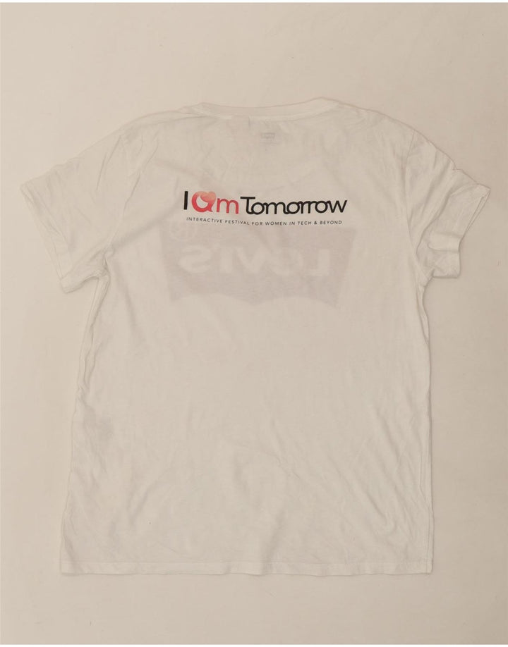LEVI'S Womens Graphic T-Shirt Top UK 16 Large White Vintage Levi's and Second-Hand Levi's from Messina Hembry 