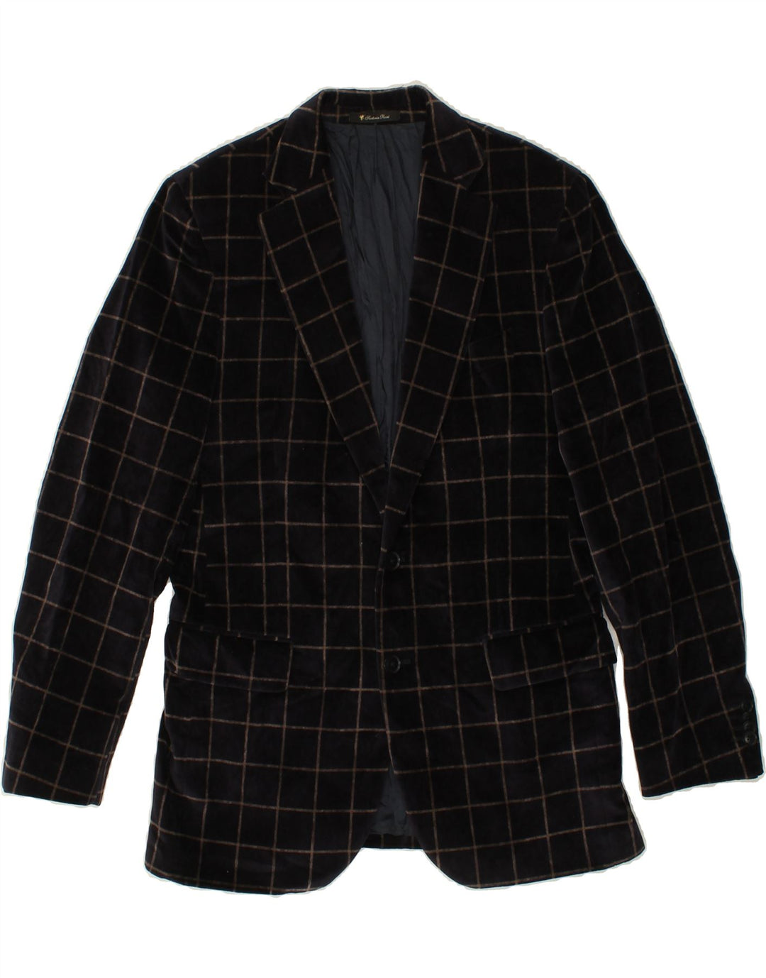 ERMENEGILDO ZEGNA Chaqueta tipo blazer de 2 botones para hombre IT 46 Small Navy Blue Check