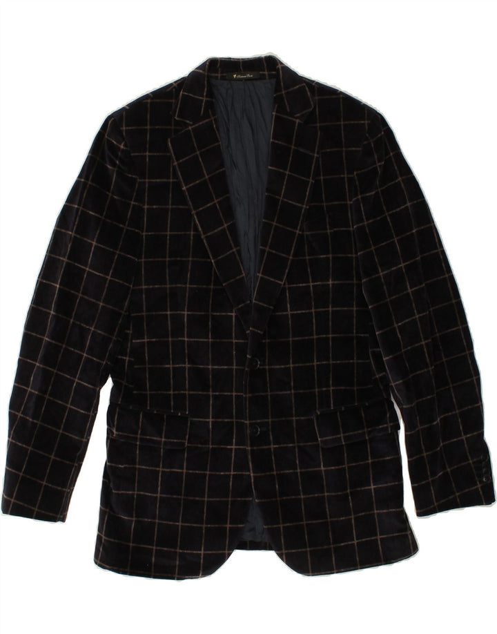 ERMENEGILDO ZEGNA Chaqueta tipo blazer de 2 botones para hombre IT 46 Small Navy Blue Check