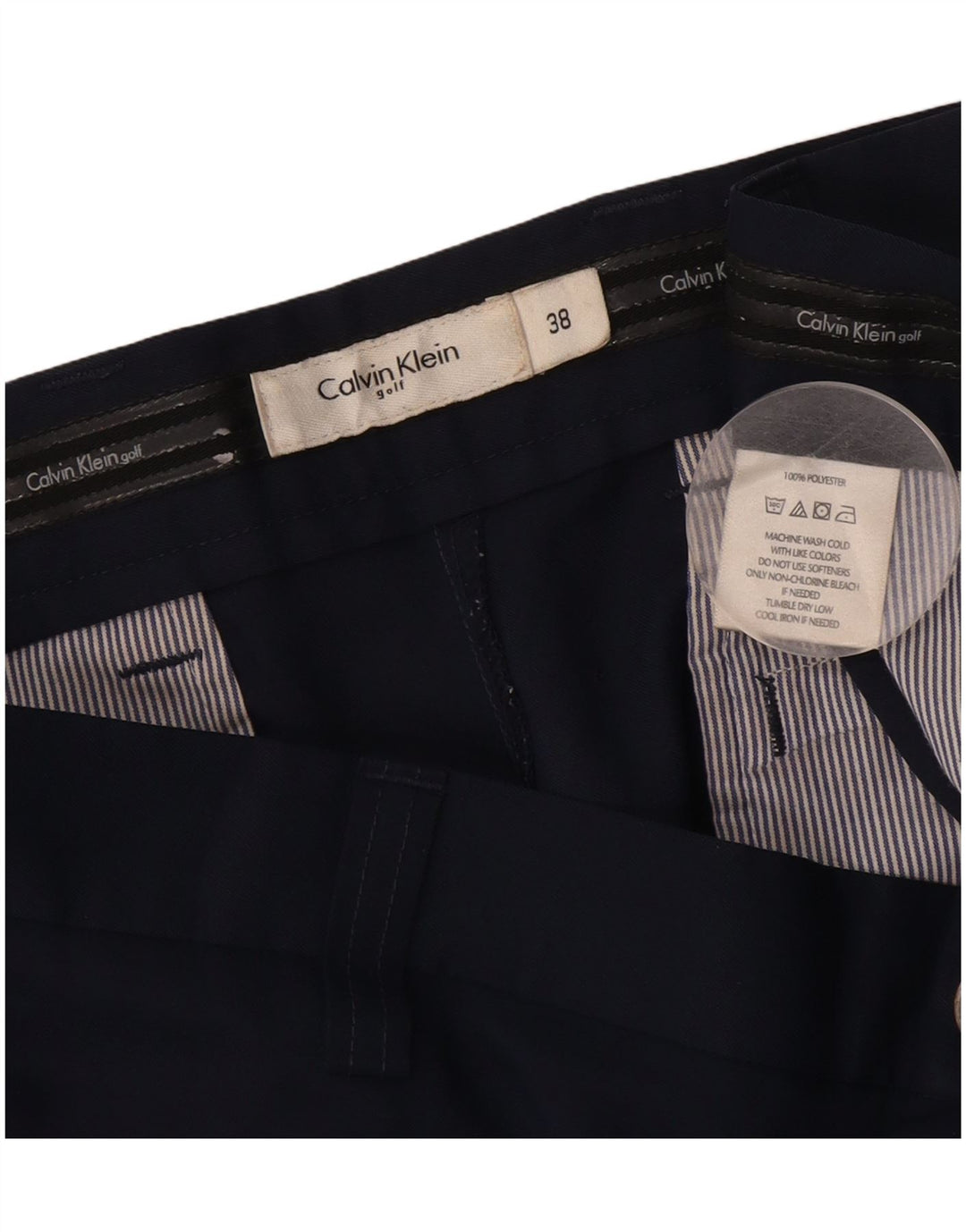 CALVIN KLEIN Pantalones cortos chinos para hombre W38 XL Poliéster azul marino
