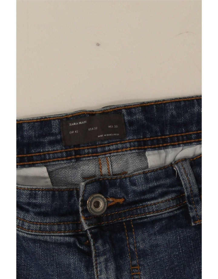 Zara Pantalones cortos de mezclilla para hombre EU 42 Large W32 Azul