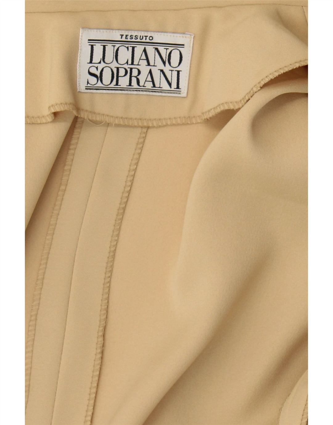 LUCIANO SOPRANI Womens Longline Open Blazer Jacket UK 12 Medium Beige Vintage Luciano Soprani and Second-Hand Luciano Soprani from Messina Hembry 
