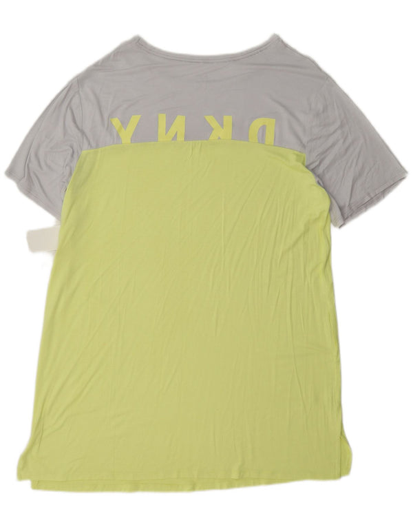 Dkny Vestido estilo camiseta con gráfico para mujer UK 46 Large Yellow Colourblock Rayon