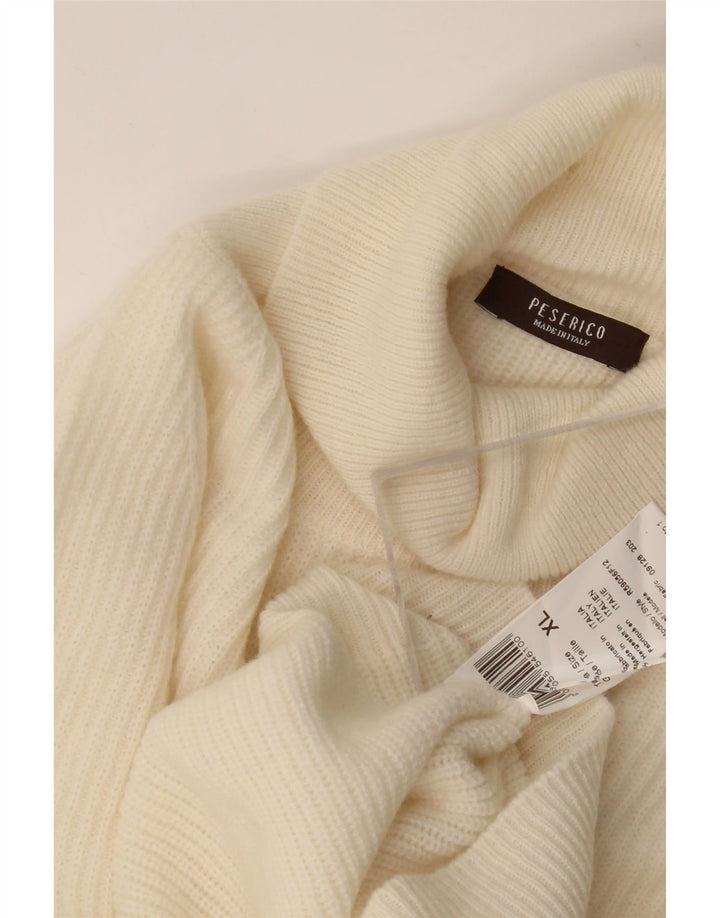 Vintage hombres rollo cuello jersey suéter XL de lana blanca