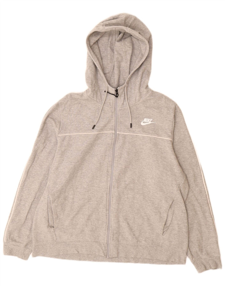 NIKE - Sudadera con capucha y cremallera para mujer, talla 40, talla grande, algodón gris