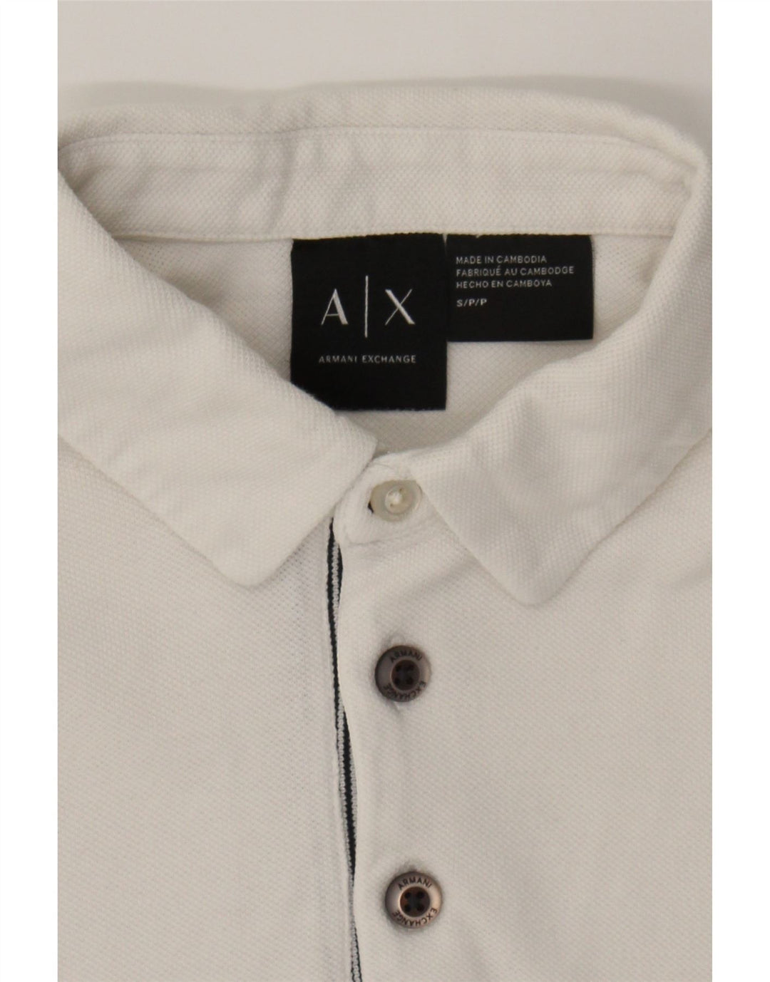 ARMANI EXCHANGE Mens Polo Shirt Small White Cotton Vintage Armani Exchange and Second-Hand Armani Exchange from Messina Hembry 