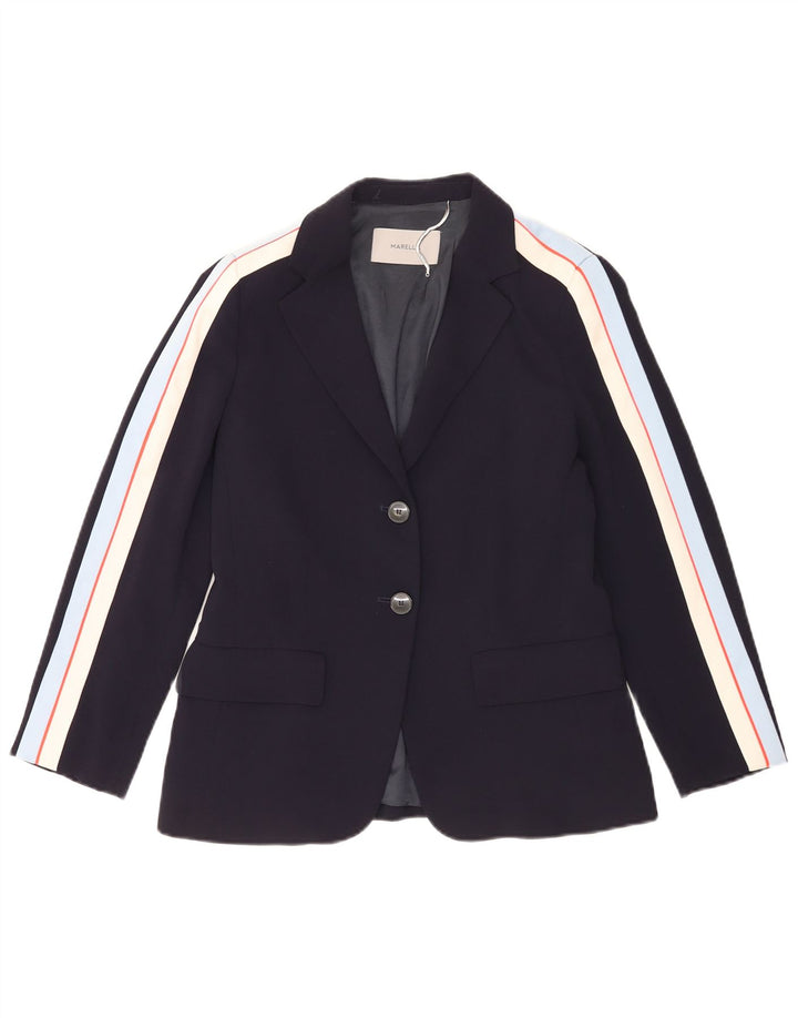 Marella Chaqueta Blazer de 2 Botones para Mujer UK 8 Small Acetato de Rayas Azul Marino