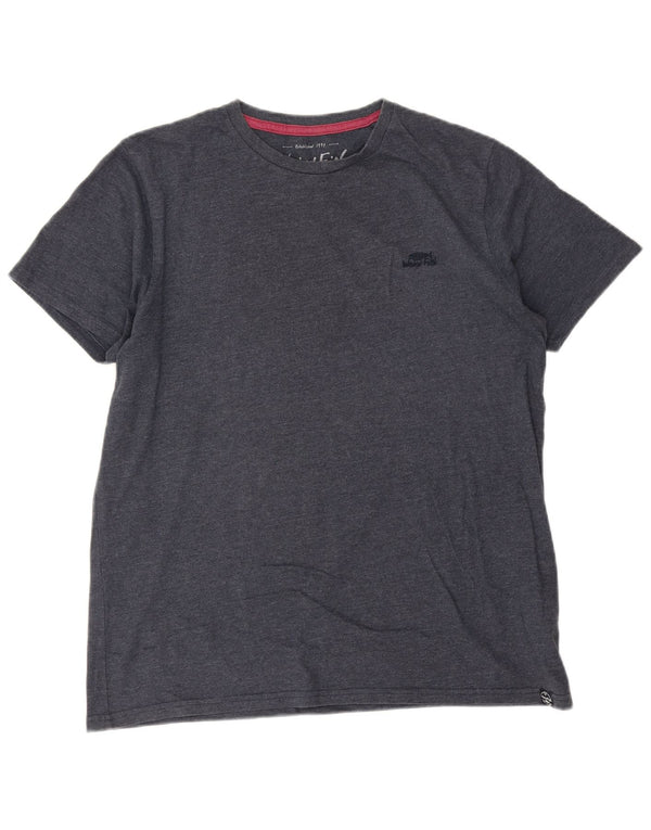 WEIRD FISH Camiseta para hombre Top Grande Azul Marino Algodón