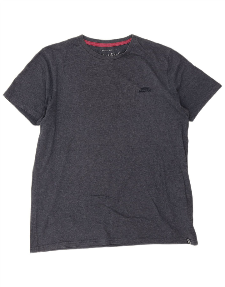 WEIRD FISH Camiseta para hombre Top Grande Azul Marino Algodón