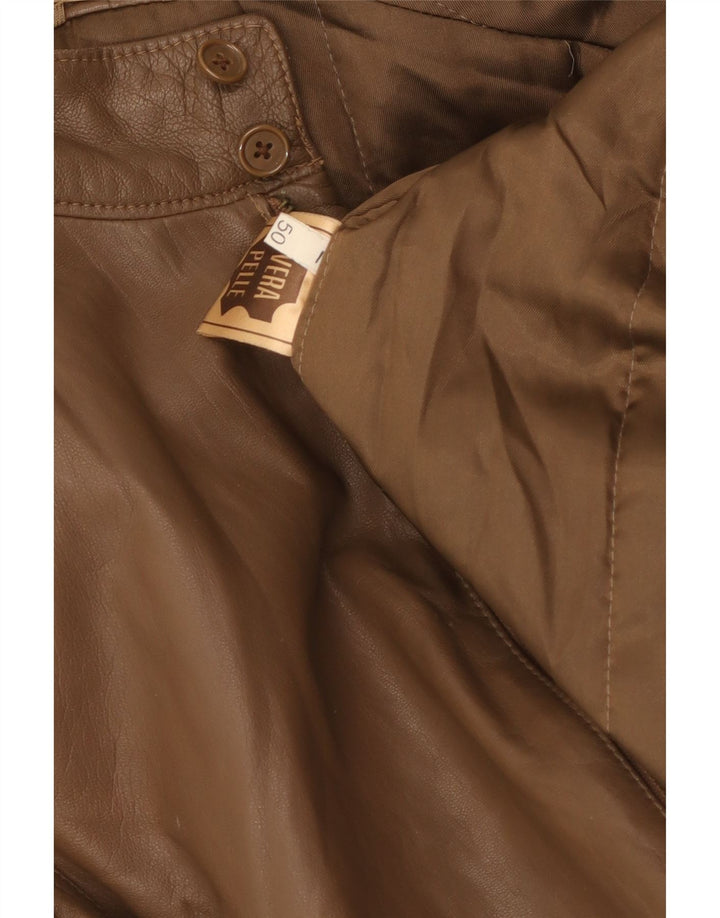 Chaqueta de cuero vintage para hombre IT 50 cuero marrón grande