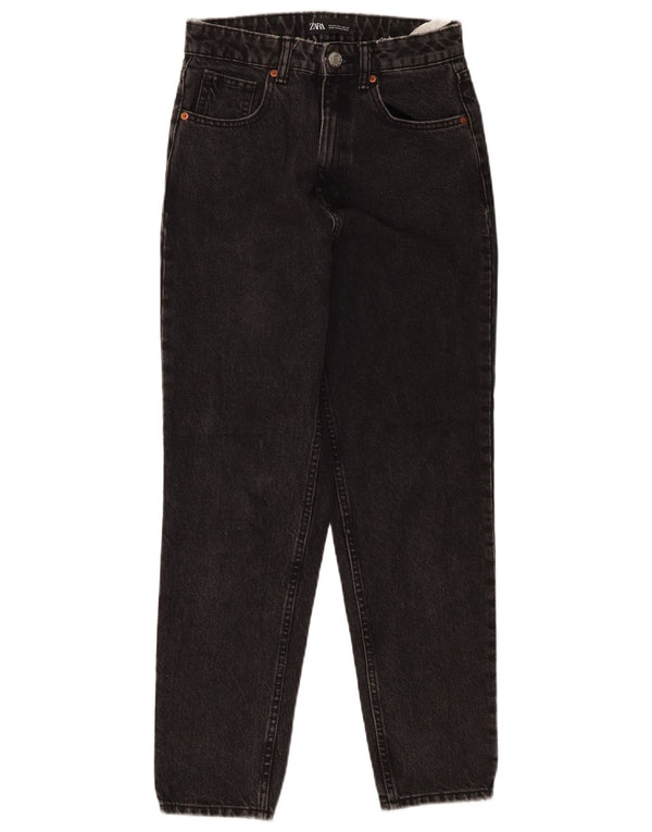 Zara Jeans Cónicos De Tiro Alto Para Mujer EU 34 2XS W24 L27 Algodón Negro