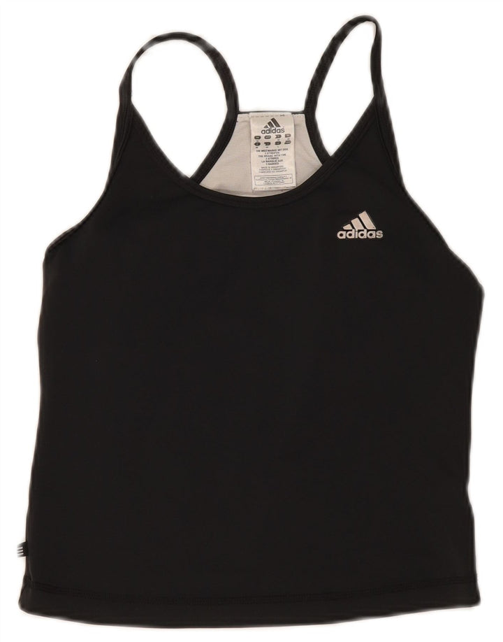Adidas Mujer Crop Vest Top UK 12 Medio Negro Poliéster