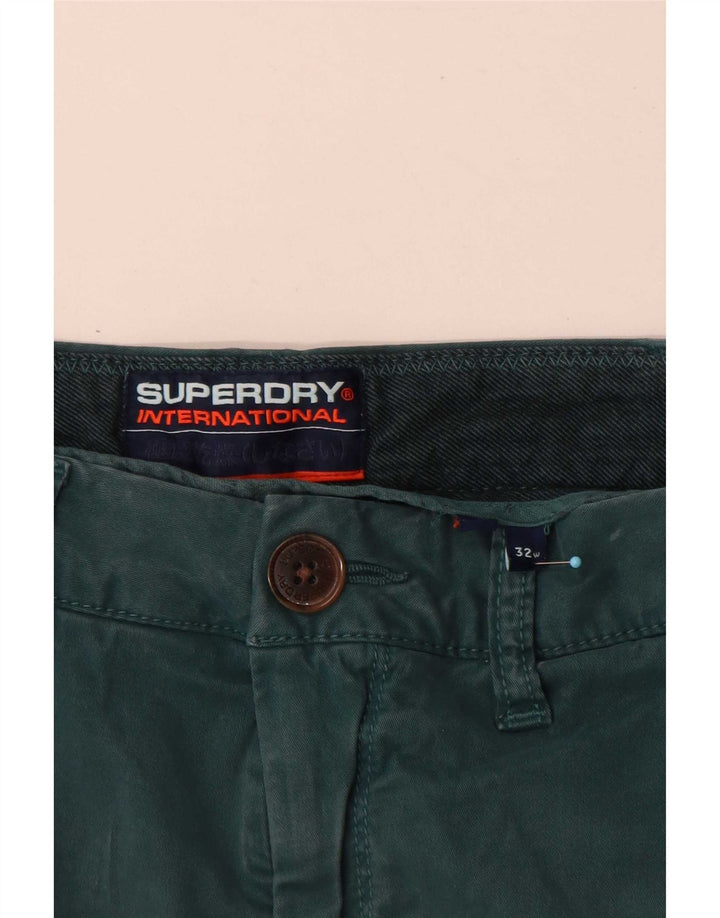 Superdry Hombre Regular Chino Shorts W32 Algodón Verde Medio