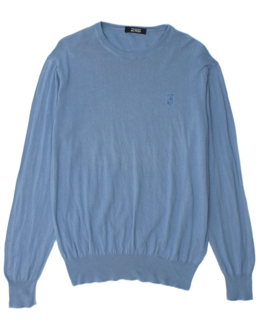 TRUSSARDI Jersey de cuello redondo para hombre IT 52 Large Azul Algodón