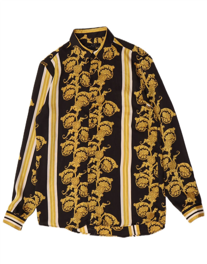 Zara Hombre Camisa Regular Fit Pequeña Paisley Negra