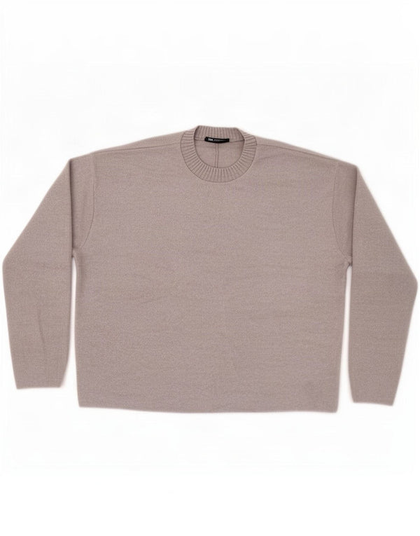 Zara Mujer Top Manga Larga UK 44 Gris Medio