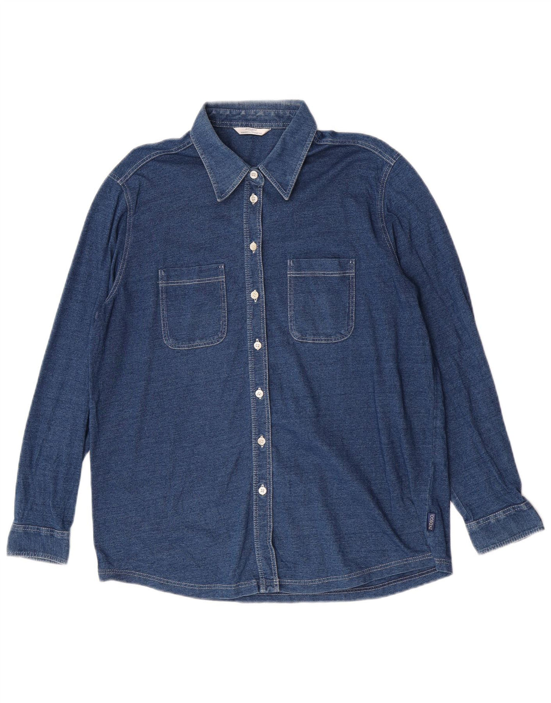 Marks & Spencer Camisa para mujer UK 44 Mediana Azul marino Algodón