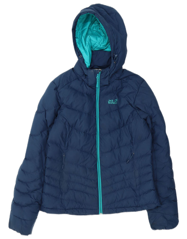 Jack Wolfskin Chaqueta acolchada con capucha para mujer UK 8/10 Small Azul marino Poliéster
