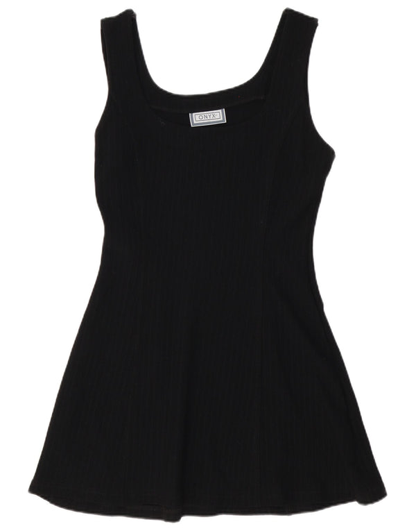 Onyx Vestido acampanado sin mangas para mujer UK 42 Mediano Poliamida negra