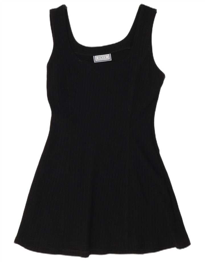 Onyx Vestido acampanado sin mangas para mujer UK 42 Mediano Poliamida negra