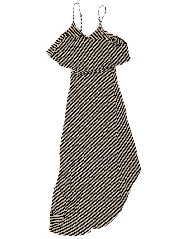 Mossimo Womens Sleeveless Maxi Asymmetrical Dress UK 8 Small Black Striped