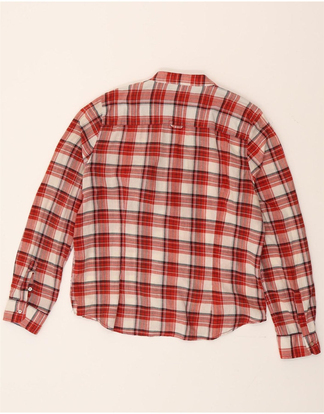 Zara Mujer Camisa Con Volantes Delanteros UK 40 XL Algodón A Cuadros Rojos