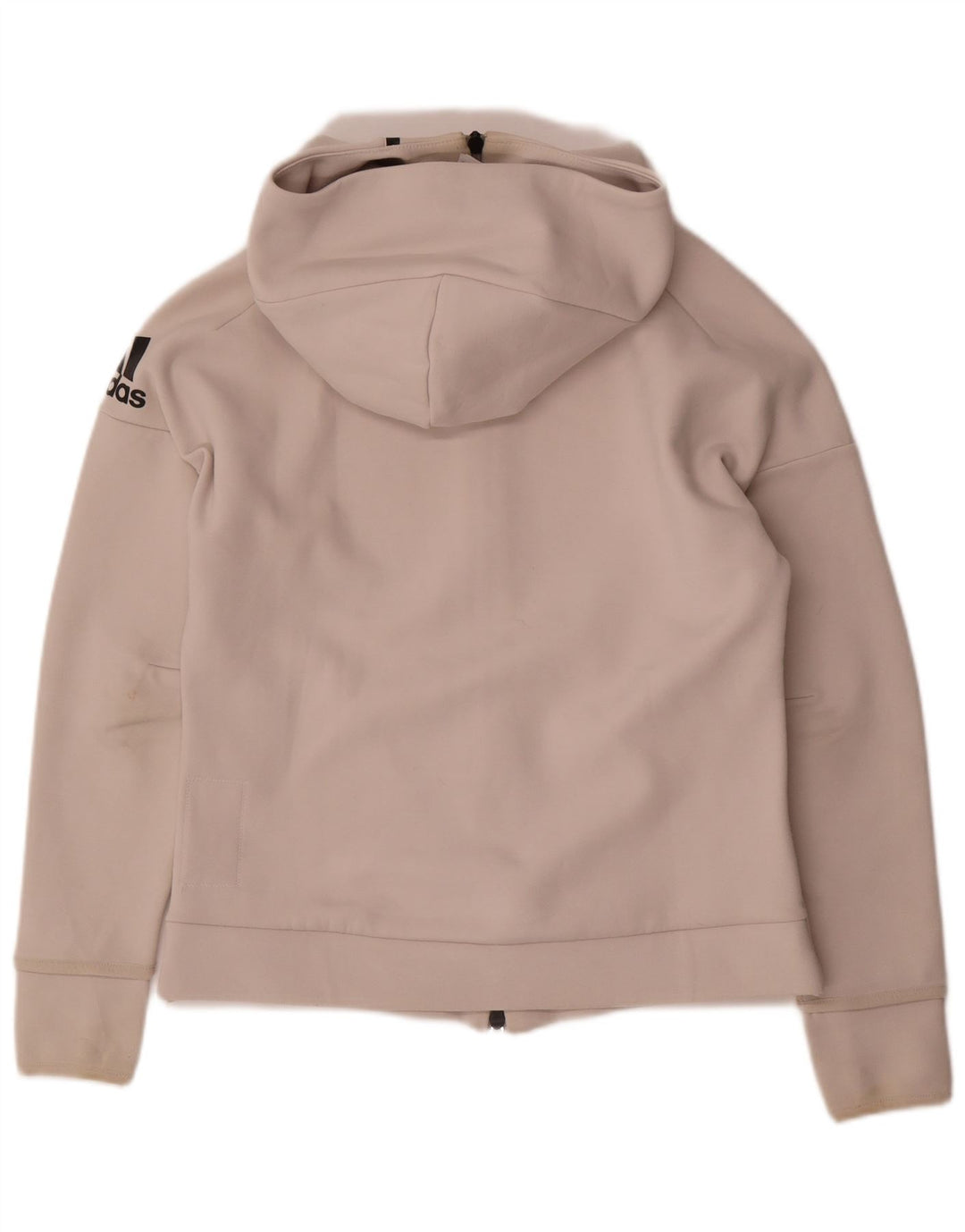 ADIDAS Sudadera con capucha y cremallera para mujer Reino Unido 12/14 Algodón blanco mediano